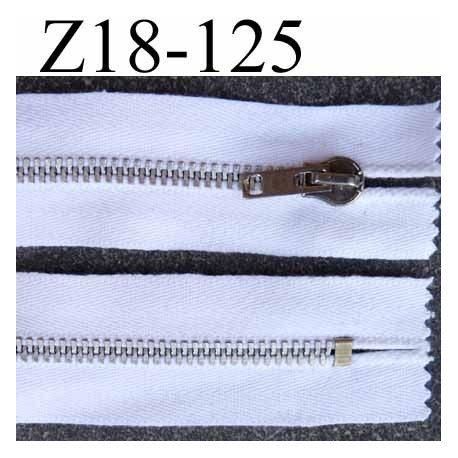 fermeture zip à glissière métal longueur 18 cm couleur blanc non séparable zip métal 6 mm doré bichromaté largeur 3.5 cm
