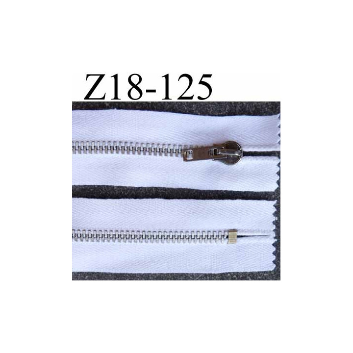 Destockage fermeture zip à glissière métal  longueur 18 cm couleur blanc  non séparable zip métal 6 mm doré  largeur 3.5 cm