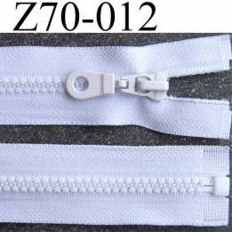 fermeture zip blanc largeur 3.2 cm longueur 70 cm  séparable largeur de la glissière nylon moulé 6 mm curseur en métal