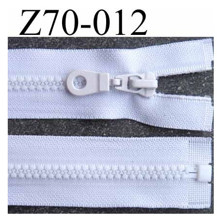 fermeture zip blanc largeur 3.2 cm longueur 70 cm séparable largeur de la glissière nylon moulé 6 mm curseur en métal
