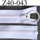 fermeture zip blanc largeur 3.2 cm longueur 40 cm séparable largeur de la glissière nylon moulé 6 mm curseur en métal 
