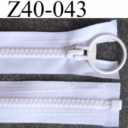 fermeture zip blanc largeur 3.2 cm longueur 40 cm  séparable largeur de la glissière nylon moulé 6 mm curseur en métal 