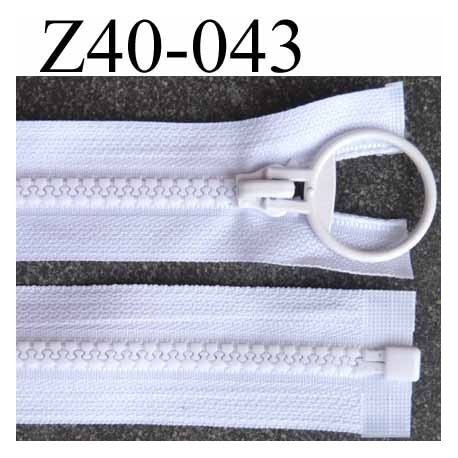 fermeture zip blanc largeur 3.2 cm longueur 40 cm séparable largeur de la glissière nylon moulé 6 mm curseur en métal 