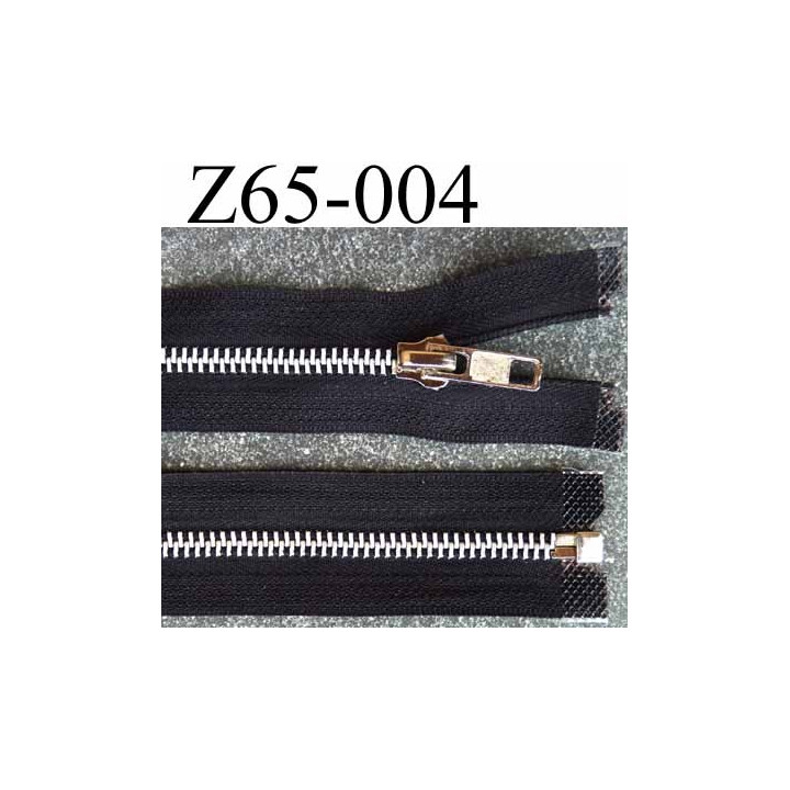 fermeture zip à glissière longueur 65 cm couleur noir séparable zip métal largeur 3 cm largeur du zip 6 mm