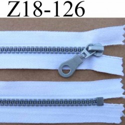 fermeture zip à glissière pvc  longueur 18 cm couleur blanc largeur 3.2 cm  non séparable zip moulé 6 mm gris 