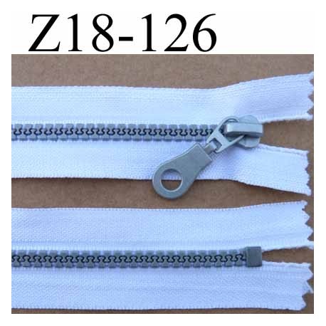 fermeture zip à glissière pvc longueur 18 cm couleur blanc largeur 3.2 cm non séparable zip moulé 6 mm gris 