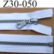 fermeture zip à glissière pvc longueur 30 cm couleur blanc largeur 3.2 cm séparable zip moulé 6 mm gris 