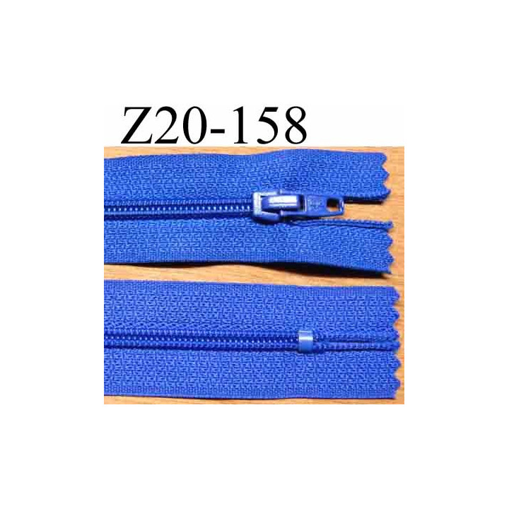 fermeture zip de marque à glissière longueur 20 cm couleur bleu non séparable largeur 2.5 cm glissière nylon largeur du zip 4 mm