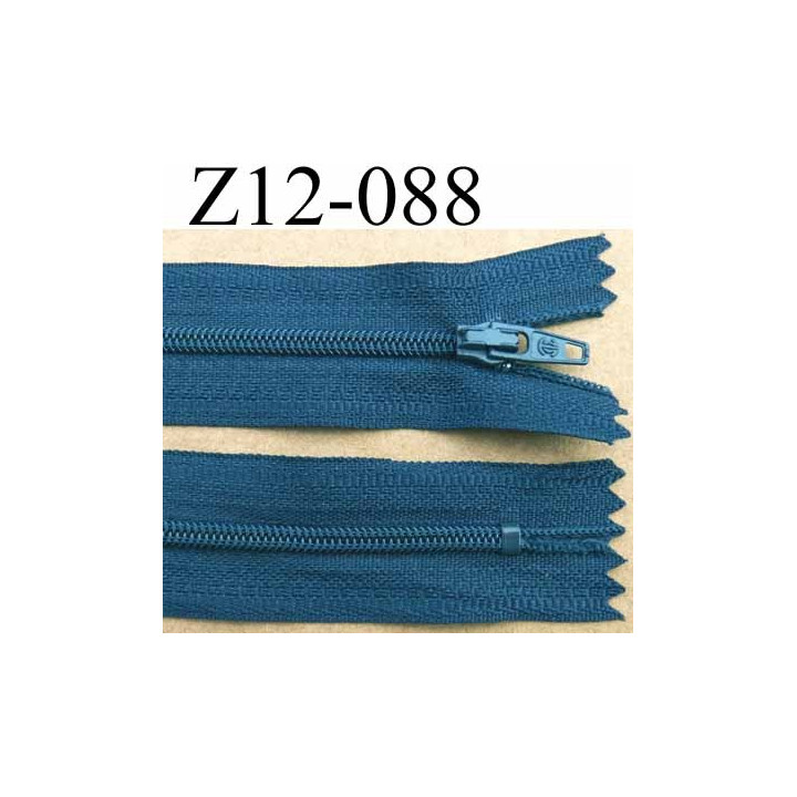 fermeture zip à glissière longueur 12 cm couleur bleu non séparable largeur 2.6 cm glissière nylon largeur du zip 4 mm