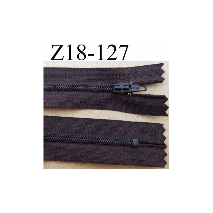 fermeture zip de marque à glissière longueur 18 cm couleur marron non séparable largeur 2.5 cm glissière nylon largeur  zip 4 mm
