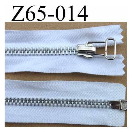fermeture zip à glissière longueur 65 cm couleur blanc séparable zip métal largeur 3 cm largeur du zip 6 mm