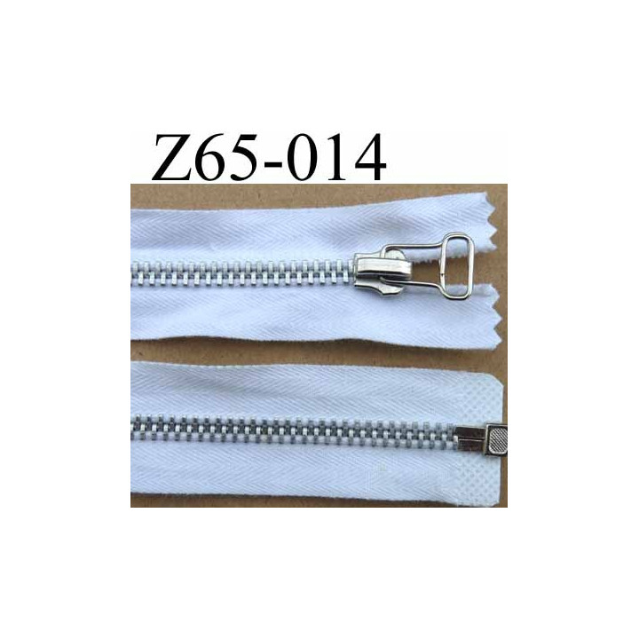 fermeture zip à glissière longueur 65 cm couleur blanc séparable zip métal largeur 3 cm largeur du zip 6 mm