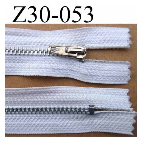 fermeture zip à glissière longueur 30 cm couleur blanc non séparable largeur 2.7 cm zip glissière métal largeur du zip 4.5 mm
