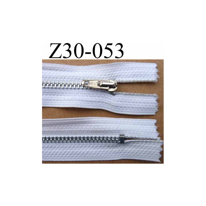 fermeture zip à glissière longueur 30 cm couleur  blanc non séparable  largeur 2.7 cm zip glissière métal largeur du zip 4.5 mm