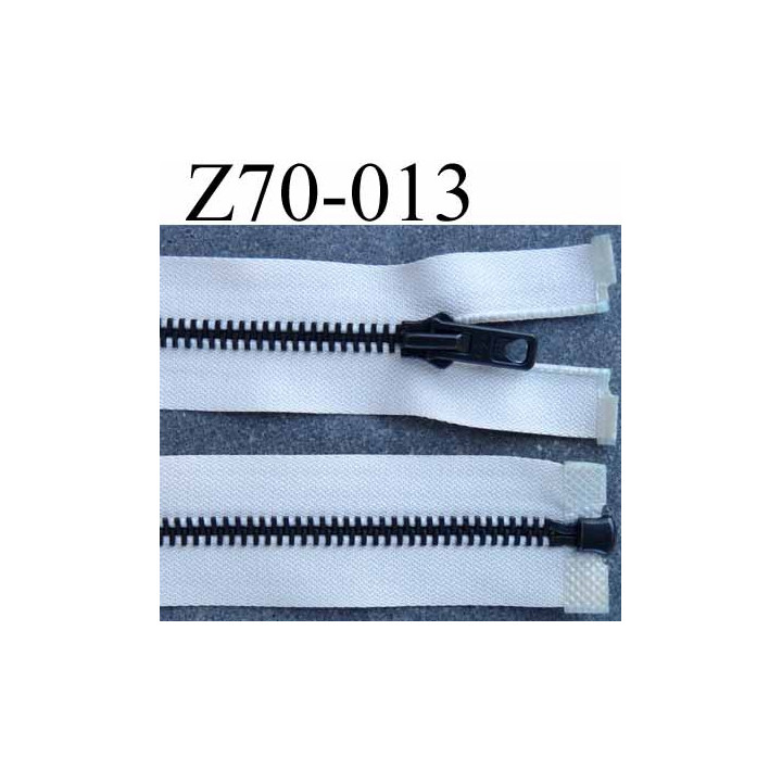 fermeture zip à glissière  longueur 70 cm couleur écru séparable largeur 3.2 cm glissière métal en nickel largeur 6 mm