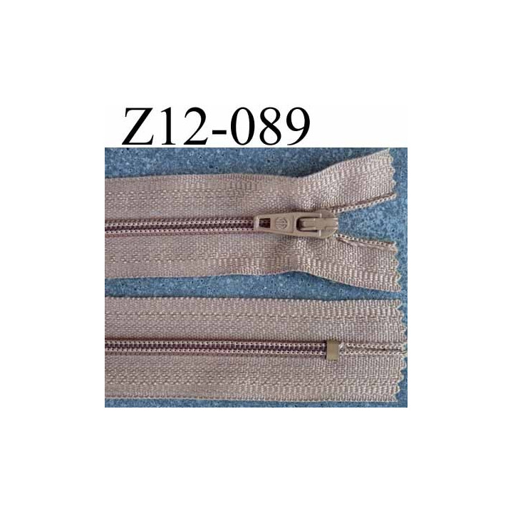 fermeture zip à glissière longueur 12 cm couleur marron clair non séparable largeur 2.6 cm glissière nylon largeur du zip 4 mm