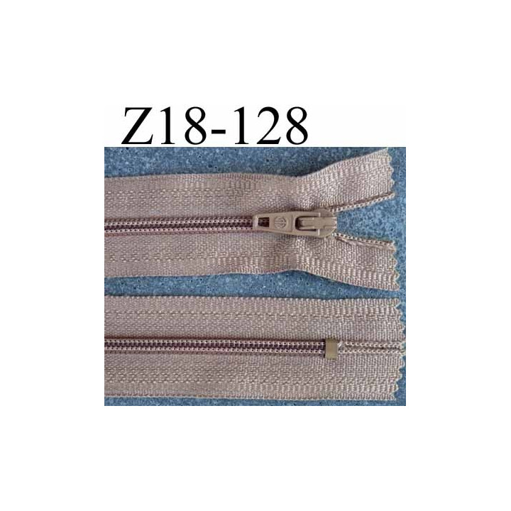 fermeture zip à glissière longueur 18 cm couleur marron clair non séparable largeur 2.6 cm glissière nylon largeur du zip 4 mm