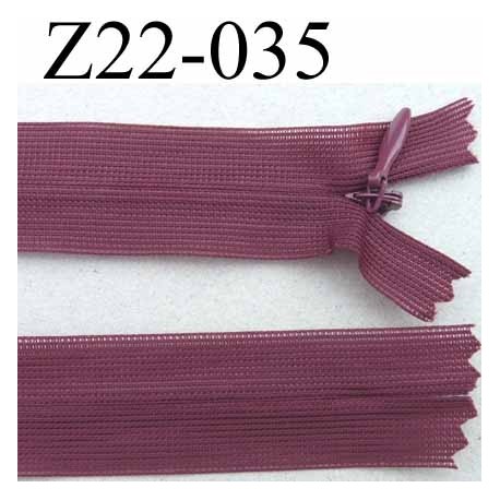 fermeture zip glissière invisible longueur 22 cm couleur bordeau non séparable largeur 2.5 cm glissière nylon largeur 4 mm