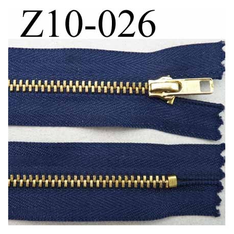 fermeture zip à glissière longueur 10 cm couleur bleu non séparable largeur 2.8 cm glissière métal largeur du zip 4.5 mm