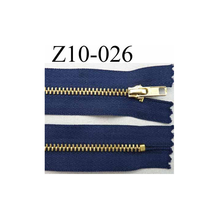 fermeture zip à glissière longueur 10 cm couleur bleu non séparable largeur 2.8 cm glissière métal largeur du zip 4.5 mm