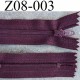 fermeture zip à glissière longueur 8 cm couleur prune non séparable largeur 2.7 cm glissière nylon largeur 4 mm
