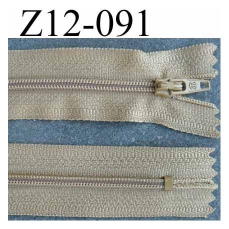 fermeture zip à glissière longueur 12 cm couleur beige kaki non séparable largeur 2.6 cm glissière nylon largeur du zip 4 mm