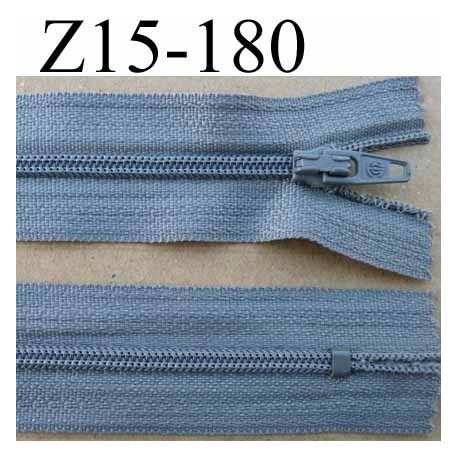 fermeture zip à glissière longueur 15 cm couleur gris non séparable zip nylon largeur 2.5 cm largeur du zip 4 mm