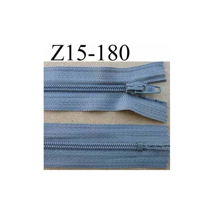 fermeture zip à glissière longueur 15 cm couleur gris non séparable zip nylon largeur 2.5 cm largeur du zip 4 mm