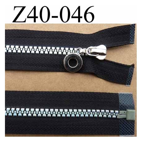 fermeture zip noir largeur 3.2 cm longueur 40 cm séparable glissière nylon moulé reflets couleur arc en ciel 6 mm 