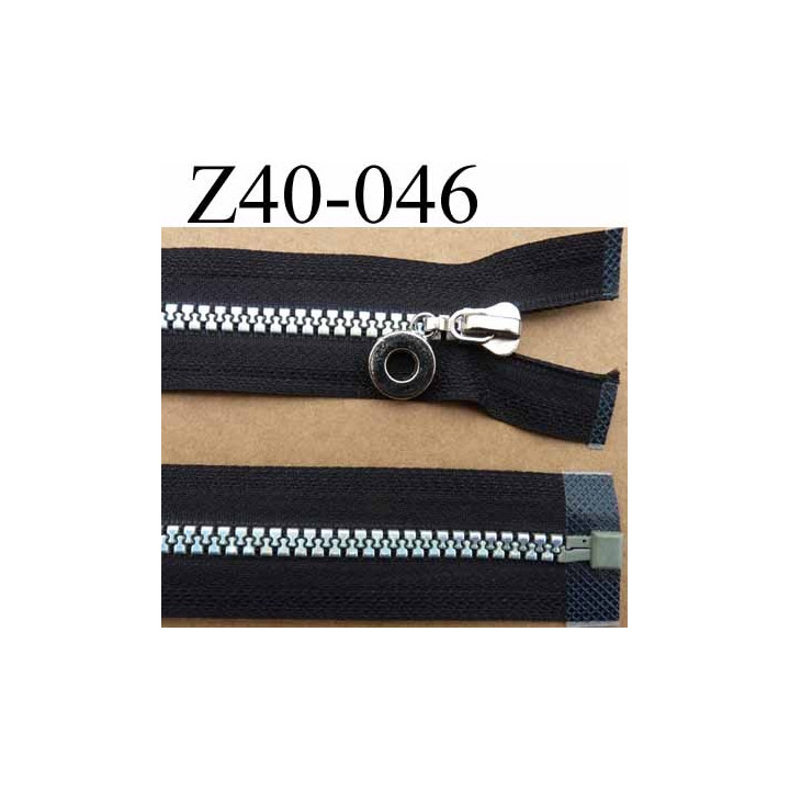 fermeture zip noir largeur 3.2 cm longueur 40 cm  séparable  glissière nylon moulé reflets couleur arc en ciel 6 mm 