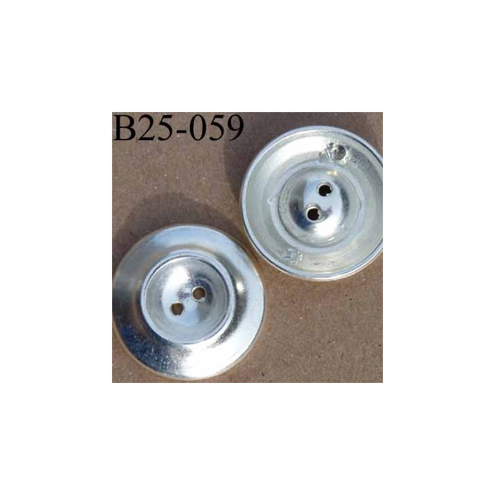 bouton fantaisie en métal  25 mm couleur métal argenté diamètre 25 millimètres