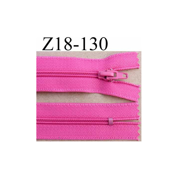 fermeture zip de marque à glissière longueur 18 cm couleur rose fushia non séparable largeur 2.5 cm glissière nylon  zip 4.2 mm