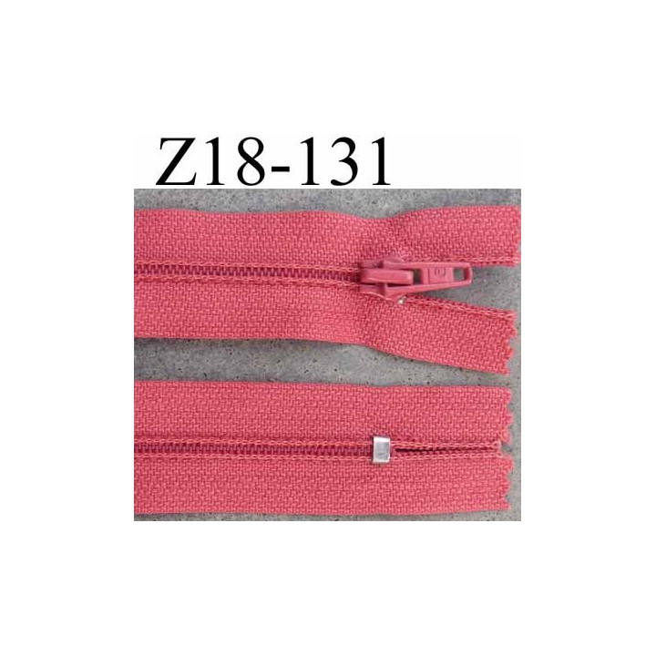 fermeture zip de marque à glissière longueur 18 cm couleur rose non séparable largeur 2.5 cm glissière nylon largeur  zip 4.2 mm