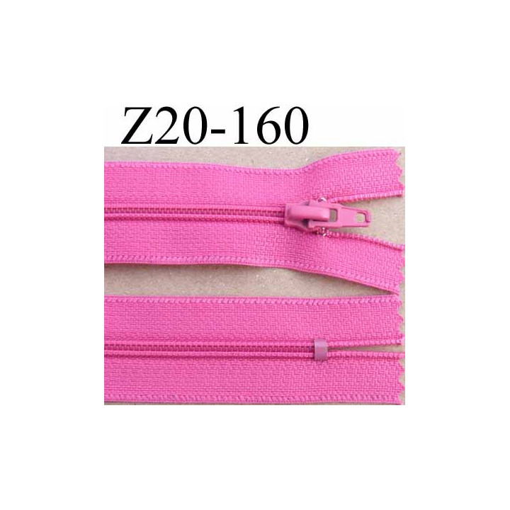 fermeture zip de marque à glissière longueur 20 cm couleur rose non séparable largeur 2.5 cm glissière nylon largeur  zip 4.2 mm