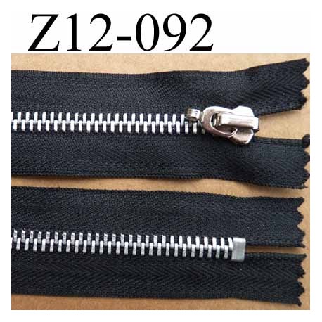 fermeture zip à glissière longueur 12 cm couleur noir non séparable largeur 3 cm largeur du zip métal 6 mm