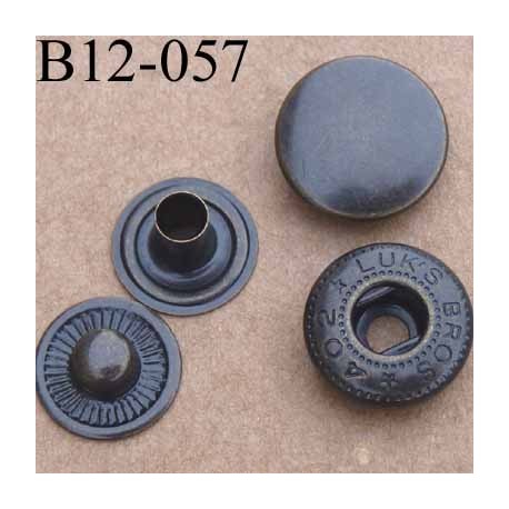 bouton pression métal nickel couleur laiton bronze foncé diamètre 12 mm  ensemble de 4 pièces par bouton - mercerie-extra