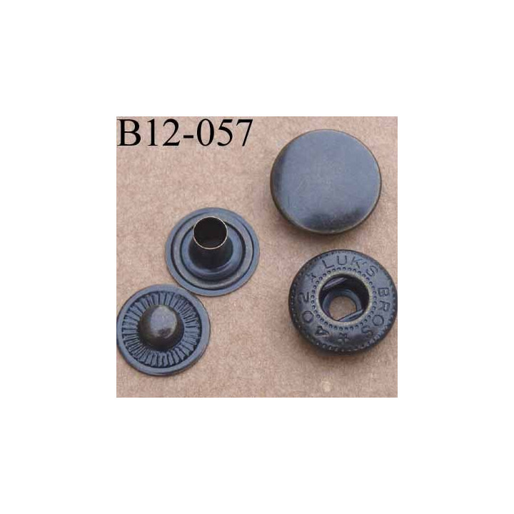bouton pression métal nickel couleur laiton bronze foncé diamètre 12 mm ensemble de 4 pièces par bouton