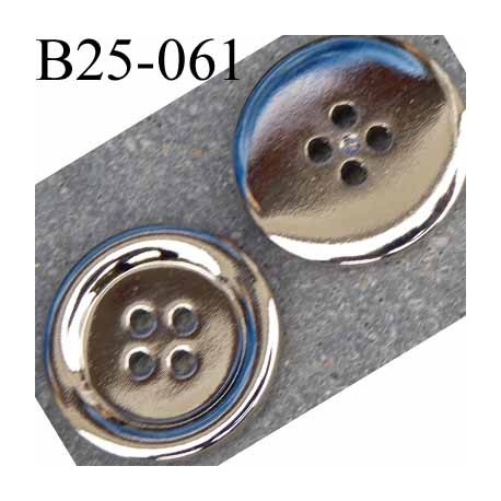 bouton 25 mm pvc couleur chromé brillant 4 trous diamètre 25 millimètres