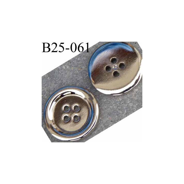 bouton  25 mm  pvc couleur chromé brillant 4 trous diamètre 25 millimètres