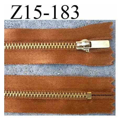 fermeture zip à glissière longueur 15 cm couleur bronze satin non séparable largeur 2.8 cm glissière métal largeur zip 4.5 mm