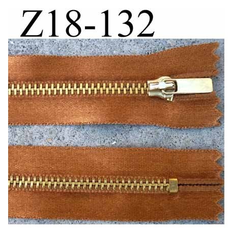 fermeture zip à glissière longueur 18 cm couleur bronze satin non séparable largeur 2.8 cm glissière métal largeur zip 4.5 mm
