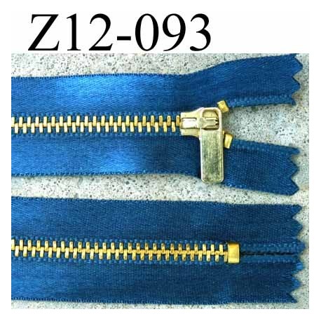 fermeture zip à glissière longueur 12 cm couleur bleu satin non séparable largeur 2.8 cm glissière métal largeur zip 4.5 mm