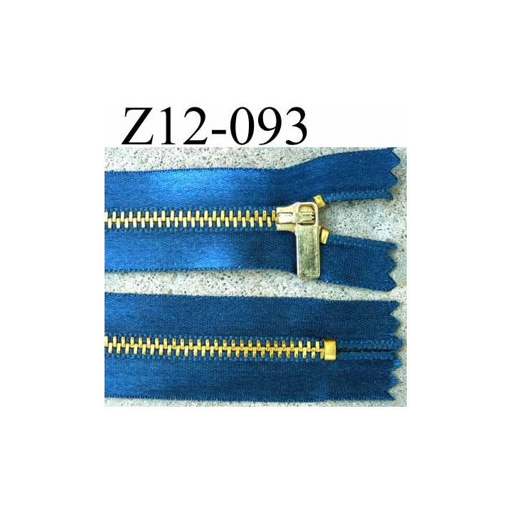 fermeture zip à glissière longueur 12 cm couleur bleu satin non séparable largeur 2.8 cm glissière métal largeur zip 4.5 mm