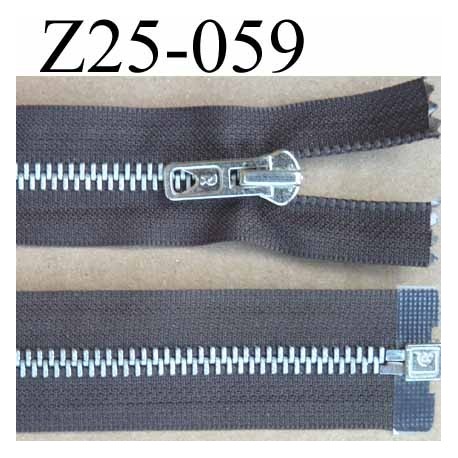 fermeture zip à glissière longueur 25 cm couleur marron taupe séparable zip métal largeur 3 cm largeur glissière 6 mm