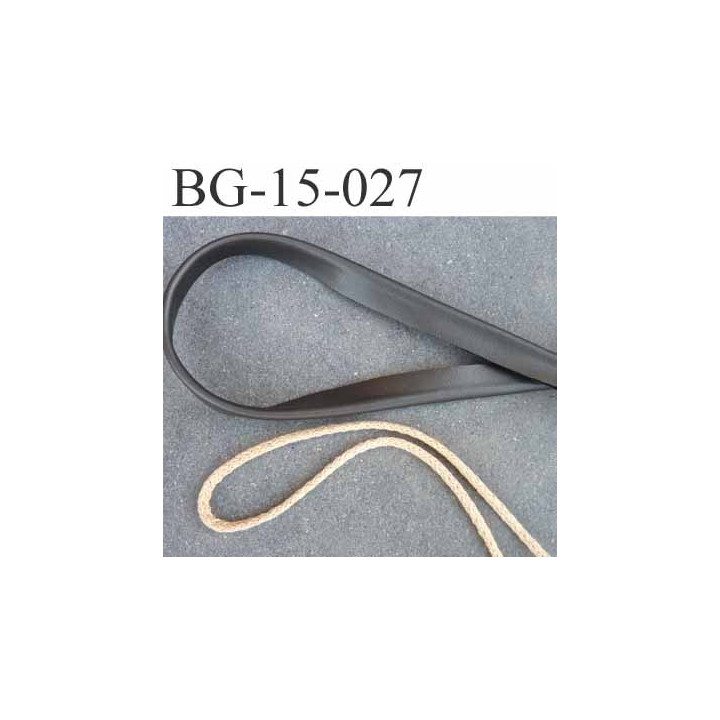 galon biais ruban passe poil façon cuir souple et doux largeur 15 mm couleur  gris anthracite  prix au mètre
