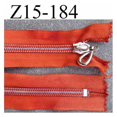 ( 2ém choix déstockage ) fermeture zip longueur 15 cm couleur orange non séparable largeur 3.3 cm largeur du zip 6 mm