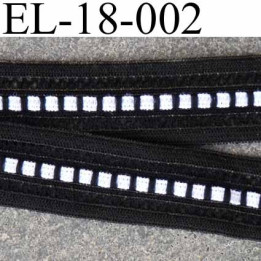 élastique picot plat avec de la dentelle à l'intérieur couleur noir et blanc  largeur 18 mm élasticité 120 % prix au mètre