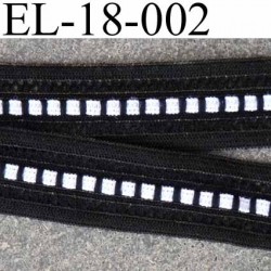 élastique picot plat avec de la dentelle à l'intérieur couleur noir et blanc largeur 18 mm élasticité 120 % prix au mètre