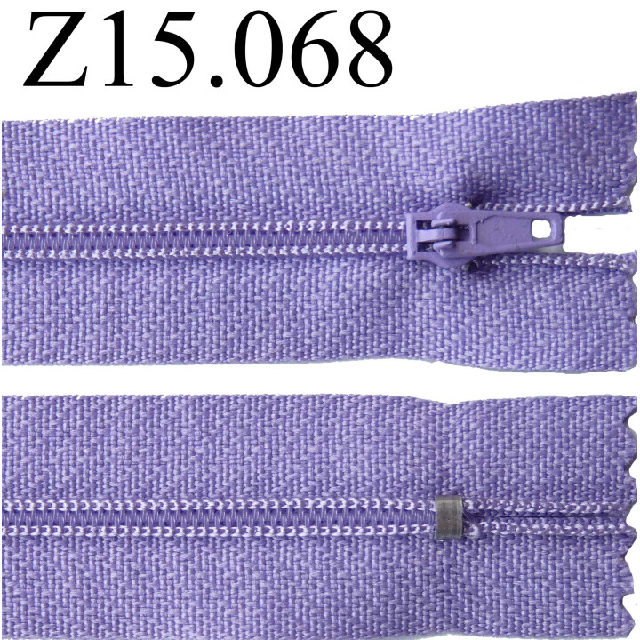 fermeture éclair 15 cm couleur violet  zip nylon non séparable  