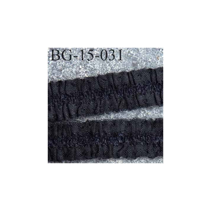 galon ruban elastique froncé style dentelle couleur noir  syntétique  élastiqué 50 % largeur 15 mm prix au mètres